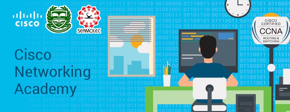 Banner Cisco Networking Academy SMK Bina Rahayu bersama SEAMOLEC